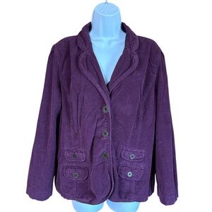 French Cuff Deep Purple Corduroy Blazer Size Large